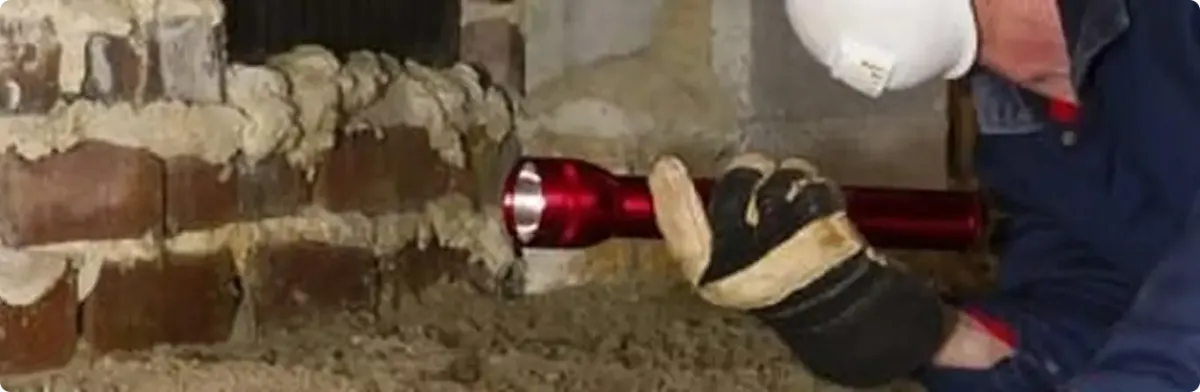 Pest control technician inspecting a crawl space for ant activity in Altamonte Springs, FL